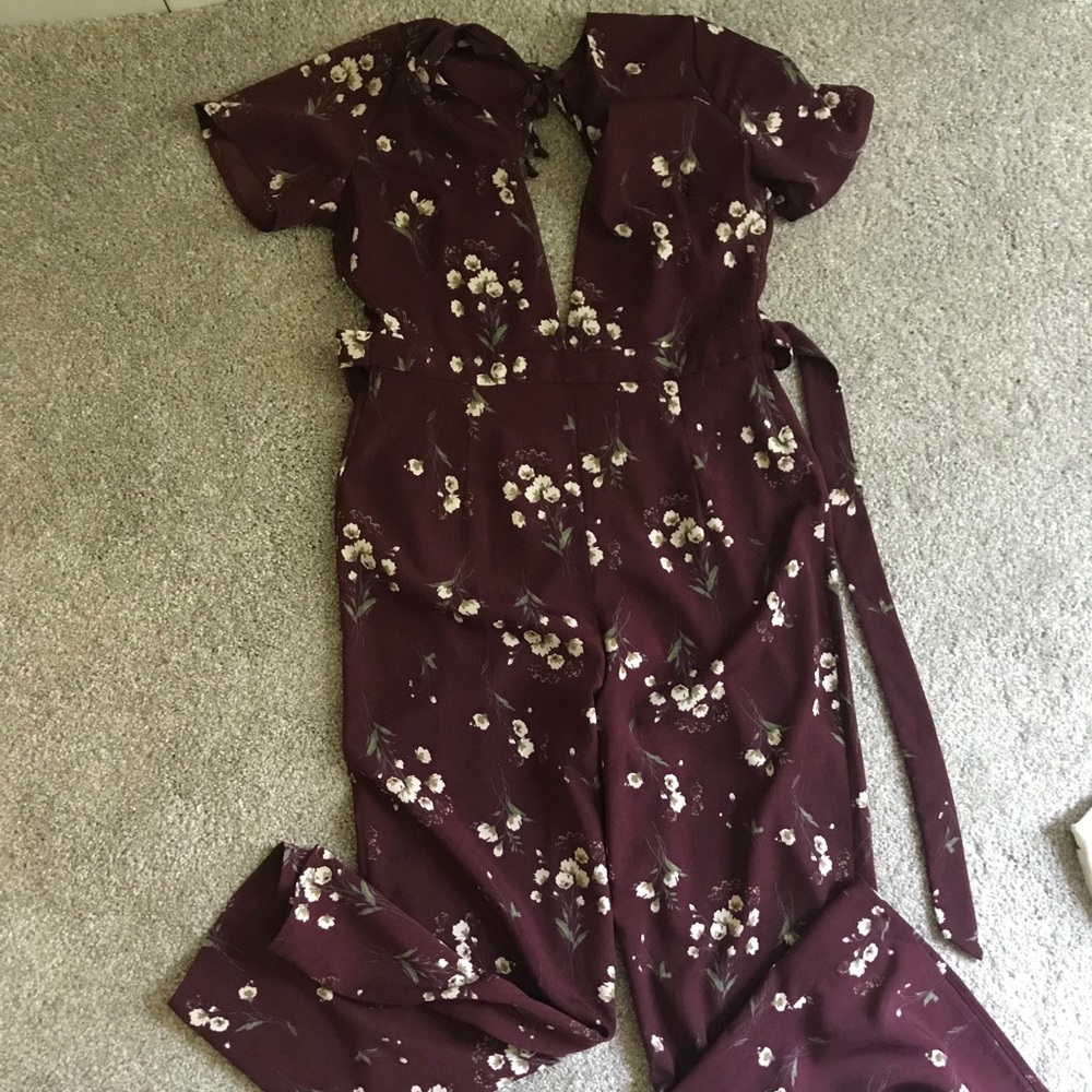 Maroon Floral Jumpsuit